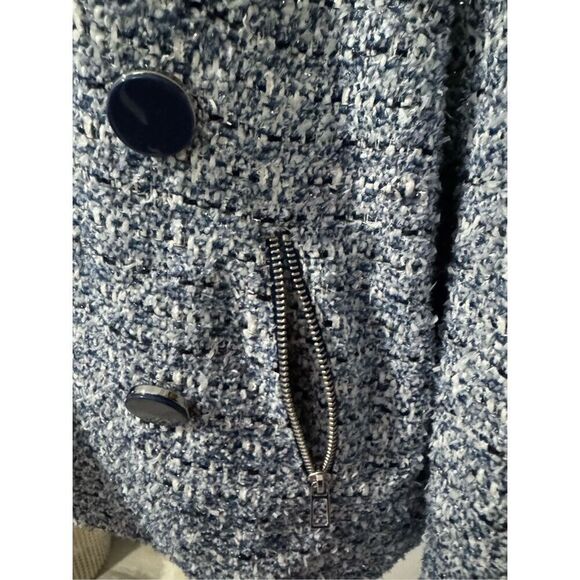 Chico’s Tweed textured open front blazer jacket 1 white shimmer - Picture 7 of 9